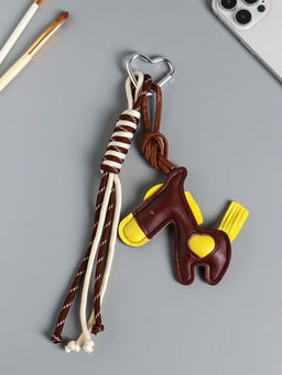 Брелок для ключей на карабине кожзам, текстиль «Лошадка с сердечком», с узлом, на сумку, рюкзак, 26×10×1.5 см