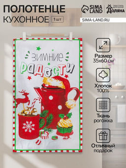 Кухонное полотенце Доляна. Зимние радости, 35?60 см, 160 г/м?