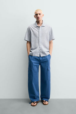 CAMISA FLUIDA RAYAS / Azul claro