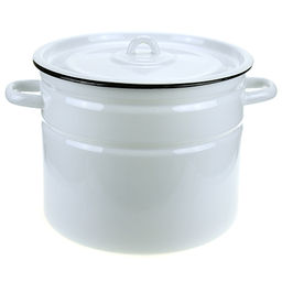 Кастрюля эмалированная 9л, д24см, h24см, цилиндрическая форма, металлическая крышка, белый (Россия)