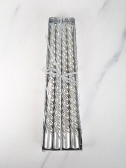 Свеча стержень 4 штуки 25 см витая / A-503 /уп 144/ серебрянная - ГалеонТрейд фото 4