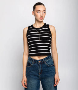 Майка #КТ0862, чёрный,белый