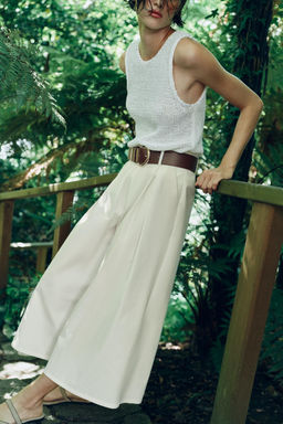 PANTAL?N CULOTTE CINTUR?N / Blanco - Zara фото 4