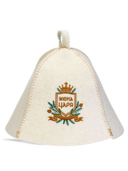 Шапка для бани и сауны «Жена царя», шерсть 50%, полиэфир 50%, белая