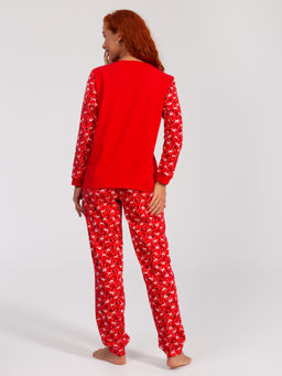 Костюм женский кулирка с брюками "ЗИМНИЙ ЛЕС" КРАСНЫЙ