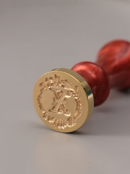 Печать для сургуча с пластиковой ручкой «Венок с буквой X», 2.5×2.5×6.3 см