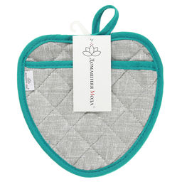 Прихватка с запахом 20х20см Лен серый, форма Клубника, рогожка 171г/м2, хлопок 100%, наполнитель - ватин 280г/м2, на пластмассовом подвесе, Домашняя мода (Россия)  фото 4