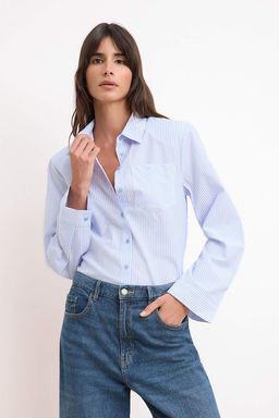 Mavi Cizgili Vatka Detayl? Gomlek TWOSS26GO00125