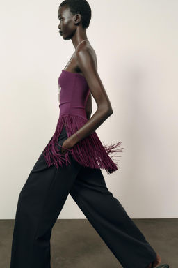 FRINGED STRETCH BANDEAU TOP - Zara фото 4