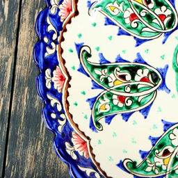 Ляган узбекский Риштанская Керамика «Цветы», d=32 см, глубокий, синий