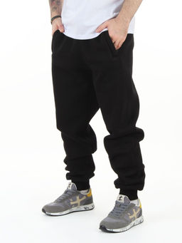 48579 BLACK Брюки спортивные утепленные мужские (50% хлопок, 50% полиэстер)