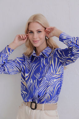 11525 Рубашка с супатной застёжкой синяя с принтом - Martichelli фото 5