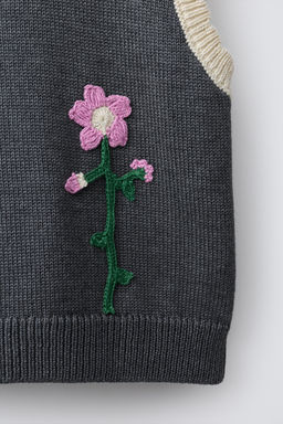 EMBROIDERED FLORAL KNIT VEST - Zara фото 4