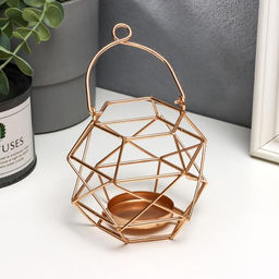 Подсвечник на 1 свечу «Геометрия», под золото, с ручкой 8.5×10×9 см