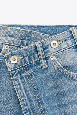 TRF WIDE-LEG HIGH-WAIST JEANS WITH CROSSOVER WAIST - Zara фото 12