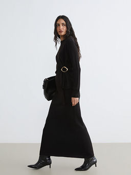 Bisiklet Yaka Metal Aplikeli Kad?n Triko Kazak