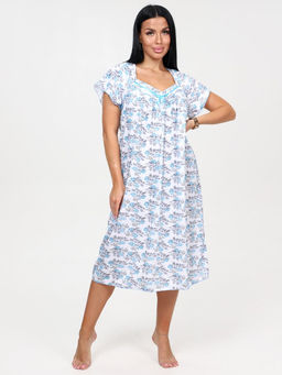 25-С СОРОЧКА ЖЕНСКАЯ (Голубые розы на белом) - А-дина фото 2