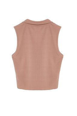 Vizon Polo Yaka Fitilli Orme Bluz TWOSS22BZ0335