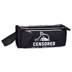 Пенал "Censored" 21x10x7,5 см, прямоугольный для 60 предметов, плотный износостойкий полиэстер с водоотталкивающей пропиткой, 2 отделения на молнии, наружный объемный карман на молнии, отделение с органайзером, с аппликацией из каучука, с ручкой-петлей