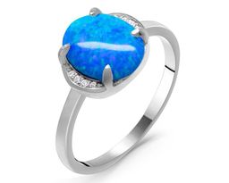 Кольцо из серебра опал синий, МОВ0299