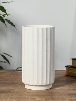 Ваза для цветов «Абиджил», линии, h=21, d=11 см, керамика, белая