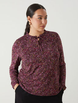 Ba?lamal? Yaka Desenli Kad?n Bluz