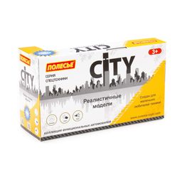 Сити, автомобиль с подъёмником инерционный (со светом и звуком) (оранжевый) (в коробке) - Полесье фото 7