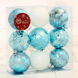 Ёлочные игрушки Ренна, шары новогодние, d=6 см, набор 9 шт., белый зелёный - Зимнее волшебство фото 2