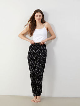 Beli Lastikli Puantiyeli Kad?n Jogger Pijama Alt?