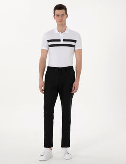 Siyah Carrot Fit %100 Keten Kanvas Pantolon