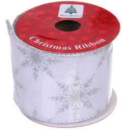 Лента для декорирования "Снежинка" 6,3 см, 2,7 м, Серебро