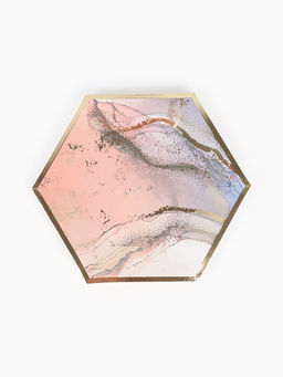 Посуда одноразовая бумажная на 20 персон, 40 предметов, мрамор розовый