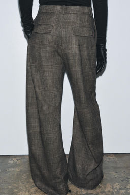 ZW COLLECTION CHECKED BALLOON TROUSERS WITH WOOL - Zara фото 3