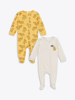 Bisiklet Yaka Uzun Kollu Bask?l? Erkek Bebek Tulum 2li