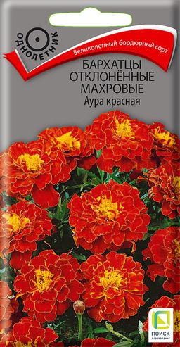 Бархатцы отклоненные махровые (Тагетес отклонённый) Аура красная ( ЦВ) (1) 0,4гр.