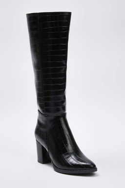 Siyah Kroko Detayl? Kad?n 7,5 cm Blok Topuklu Cizme TAKAW26CZ00040 - Trendyolmilla фото 2