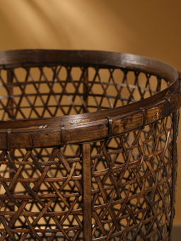 Корзина плетёная «Баскет», 39×39×50 см, бамбук, тёмная