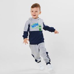 CRB wear/CWK 62496-1 Джемпер модель худи для мальчика, серый меланж-темно-синий/Ex.Cherubino  фото 2