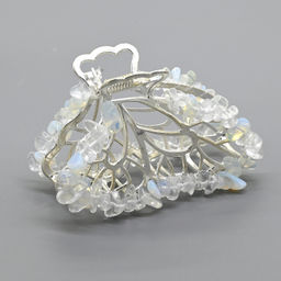 Заколка краб для волос бабочка с лунным камнем 8*3,5*5см