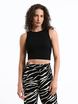 Kad?n Bisiklet Yaka D?z Crop