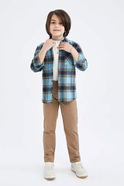 Фланелевая рубашка с длинным рукавом для мальчика - Defacto фото 2