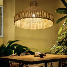 Светильник потолочный из ротанга «Бамбанг», 1×120 Вт, Е27, 50×50×30 см