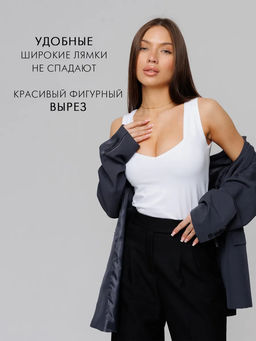 Женский топ с фигурным вырезом Lingeamo белый ЛТ-08 (1)  фото 15