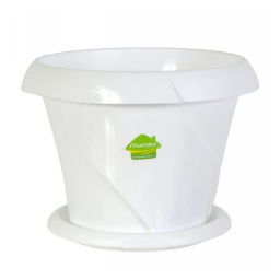 Цена за 3 шт. Кашпо для цветов пластиковое 1,4л d-17см "Флориана" с поддоном белый С385БEЛ