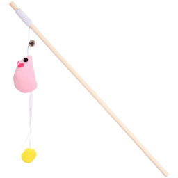 Цена за 6 шт. Игрушка - дразнилка на палочке "ЦапЦап", мышка с колокольчиком, цвет розовый, 40*70см ( пакет с подвесом)