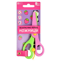 Ножницы для детей Феникс+, арт.61429/ 24 ПАНДОЧКИ (розовый, салатовый, 13,6х6,2 см, длина лезвия: 4,