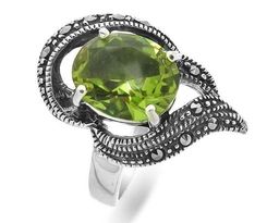 Кольцо из серебра марказит, султанит, Sl-AGA071