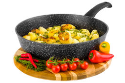 Сковорода глубокая 28 см ГАРМОНИЯ ВКУСА Черный мрамор ИНДУКЦИЯ, С КР. ф28, н/р, 48*29*12,5 см - Elan gallery фото 5