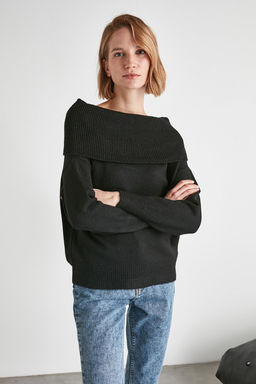 Ekru Yumusak Dokulu Carmen Yaka Triko Kazak TWOAW20KZ1519 - Trendyolmilla фото 11