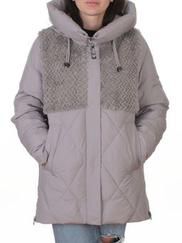 M-8800 GRAY/BEIGE Куртка зимняя стеганная женская (150 гр. холлофайбер)